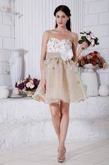 Lovely Sweetheart Champagne Short Prom Dress With Colorful Flowers