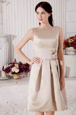 Classic Scoop Neck A-line Knee Length Champagne Stain Prom Dress