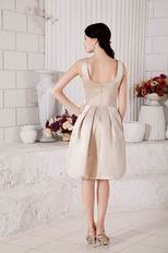 Classic Scoop Neck A-line Knee Length Champagne Stain Prom Dress