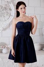 Terse Sweetheart Knee Length Navy Blue Taffeta Prom Short Dress