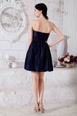 Terse Sweetheart Knee Length Navy Blue Taffeta Prom Short Dress