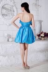 Pretty Beaded Azure Blue Puffy Skirt Short Prom Dress