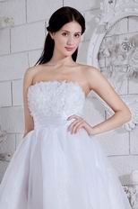 Cute Strapless Flower Bodice White Short Prom Dress Cheap