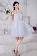 Cute Strapless Flower Bodice White Short Prom Dress Cheap