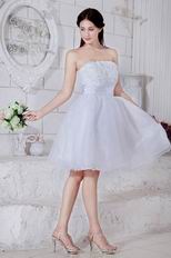 Cute Strapless Flower Bodice White Short Prom Dress Cheap