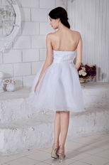 Cute Strapless Flower Bodice White Short Prom Dress Cheap