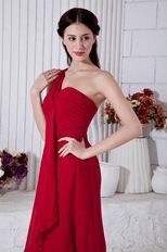 Simple One Shoulder Wine Red Knee Length Short Prom Dress