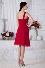 Simple One Shoulder Wine Red Knee Length Short Prom Dress