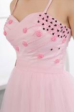 Spaghetti Straps Sweetheart Neck Pink Short Prom Dress With Beading