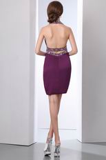 Grape Halter V-Neck Backless Sexy Short Prom Dress Online