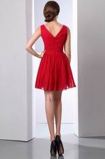 Dark Red V Neckline 2012 Top Short Ceremony Dresses