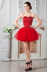 Lovely Sweetheart Dark Red Net Short Party Dress With Beading