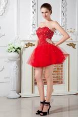 Lovely Sweetheart Dark Red Net Short Party Dress With Beading