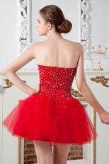 Lovely Sweetheart Dark Red Net Short Party Dress With Beading