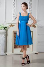 Noble Square A-line Skirt Azure Blue Short Prom Dress By Chiffon