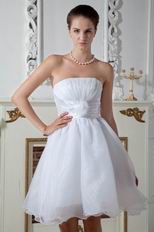 Wholesale Strapless Flower White Organza Prom Dress For Sale