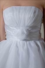 Wholesale Strapless Flower White Organza Prom Dress For Sale