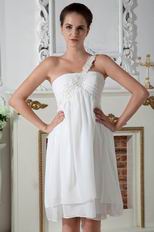Lovely One Shoulder Knee Length Short Prom Dress With Applique