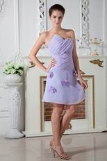 Lovely Asymmetrical Neck Lavender Chiffon Skirt Short Prom Dress