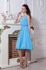 One Shoulder Auqa Blue Chiffon Short Prom Dress New Products