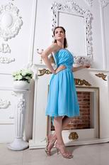 One Shoulder Auqa Blue Chiffon Short Prom Dress New Products