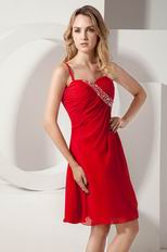 Spaghetti Straps Side Zip Wine Red One Shoulder Prom Dress