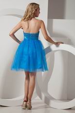 Sweetheart Knee Length Dodger Blue Prom Dress With Beading