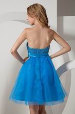 Sweetheart Knee Length Dodger Blue Prom Dress With Beading