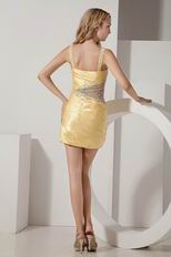 Sexy Straps Deatachable Panel Train Yellow Short High Low Prom Dress