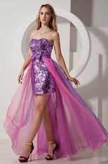 Ablaze Asymmetrical Skirt Fuchsia With Purple Sequin Short Prom Dress