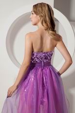 Ablaze Asymmetrical Skirt Fuchsia With Purple Sequin Short Prom Dress