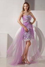 Lovely Sweetheart Short Front Long Back Lilac Short Prom Dress