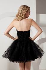 Sexy Sweetheart Printing Sequin Black Evening Dresses With Mini Skirt