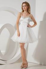 Lovely Spaghetti Straps Crystals Bodice Short Prom Party Dress