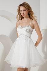 Lovely Spaghetti Straps Crystals Bodice Short Prom Party Dress