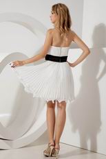 Cute Strapless Knee Length Ruched Short Prom Dress With Black Belt