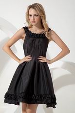 Modest Scoop A-line Knee Length Black Taffeta Short Prom Dress