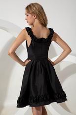 Modest Scoop A-line Knee Length Black Taffeta Short Prom Dress