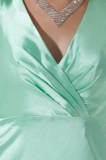 Light Green V Neckline Knee Length Short Prom Dress