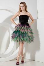 Unique Colorful Mini Skirt Strapless Girls Prefer Short Prom Dress