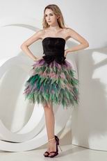 Unique Colorful Mini Skirt Strapless Girls Prefer Short Prom Dress