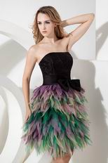 Unique Colorful Mini Skirt Strapless Girls Prefer Short Prom Dress