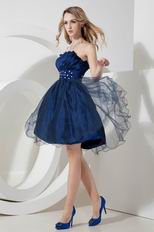 Marine Blue Strapless Ruched Short Prom Dress With Beading