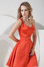 Sexy Straps Knee Length Orange Stain Skirt Prom Dress Short