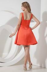 Sexy Straps Knee Length Orange Stain Skirt Prom Dress Short