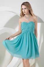 Simple Sweetheart Turquoise Chiffon Short Prom Party Dress