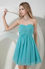 Simple Sweetheart Turquoise Chiffon Short Prom Party Dress
