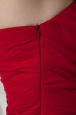 Other Side Zip Strapless Knee Length Wine Red Short Prom Dress