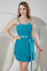 Low Price Spaghetti Straps Layers Skirt Turquoise Short Prom Dress