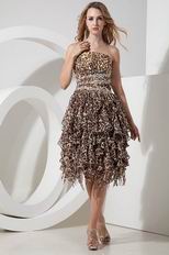 Fashion Cross Back Leopard Print Ruffled Skirt Short Prom Dress